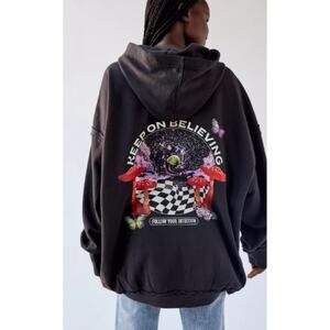 Urban Outfitters Nate Keep On Believing Oversized Sweatshirt S Black Grunge